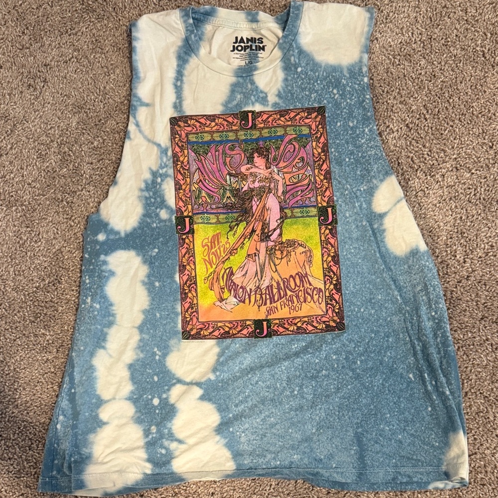 Janis Joplin Blue Tie-Dye Muscle Tee